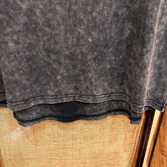 ODDY XL Acid Washed Black T with Delicate Lace Sleeves. PtP 24” Length 39” - Picture 3 of 7